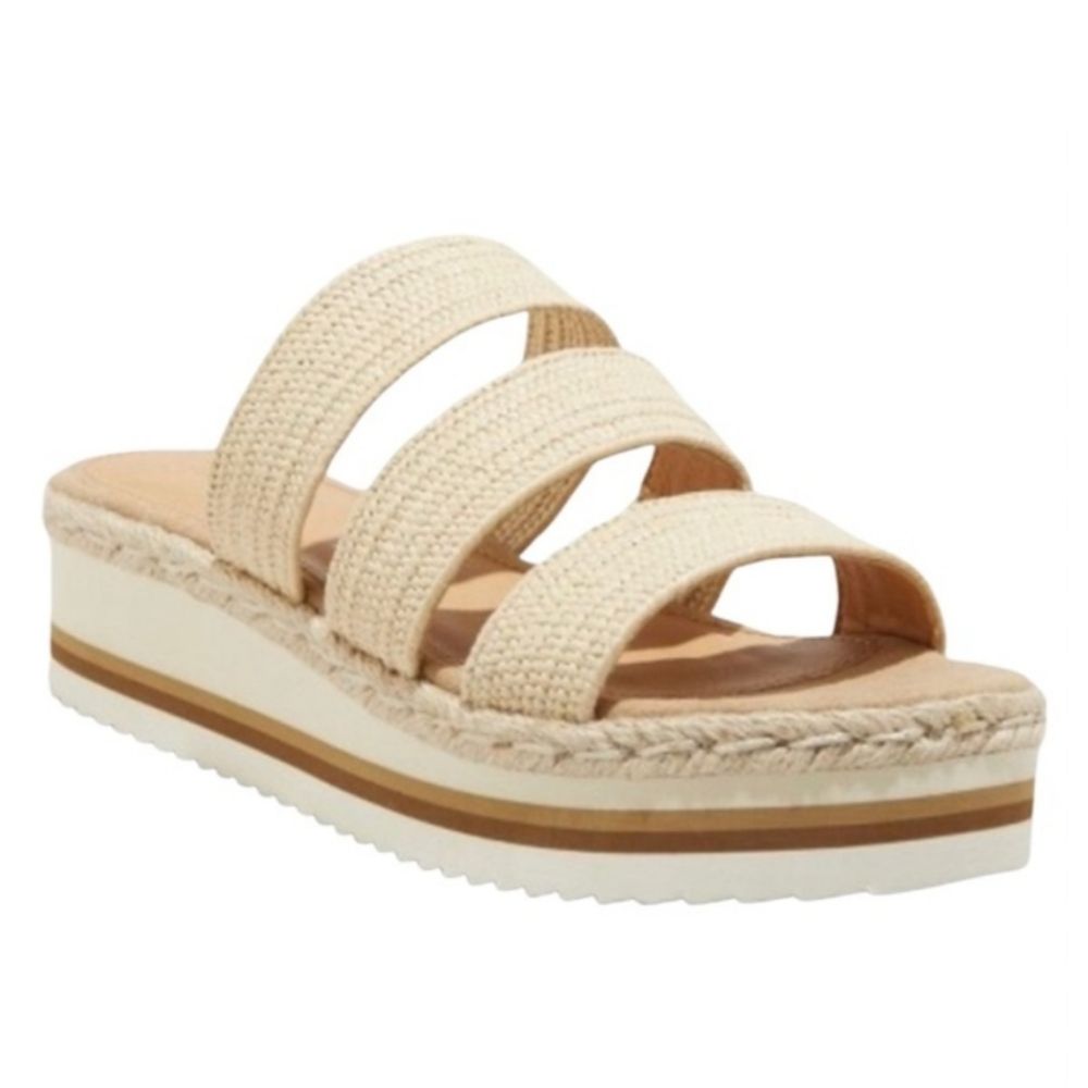 Universal Thread Florence Sporty Textile Platform Sandals Slides, Tan, Sz 9
